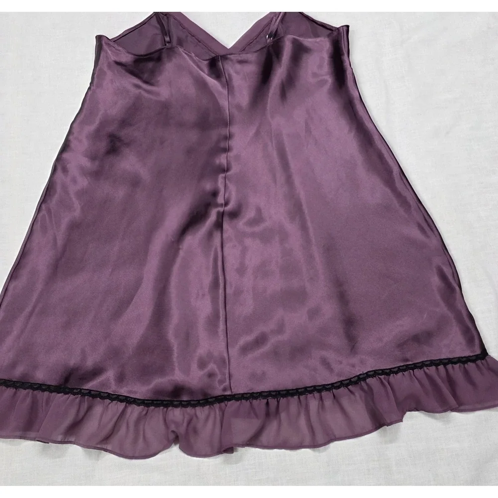 Whimsigoth Chemise Apt. 9 Intimates Womens Large Purple Satin Lace Nightgown Y2k